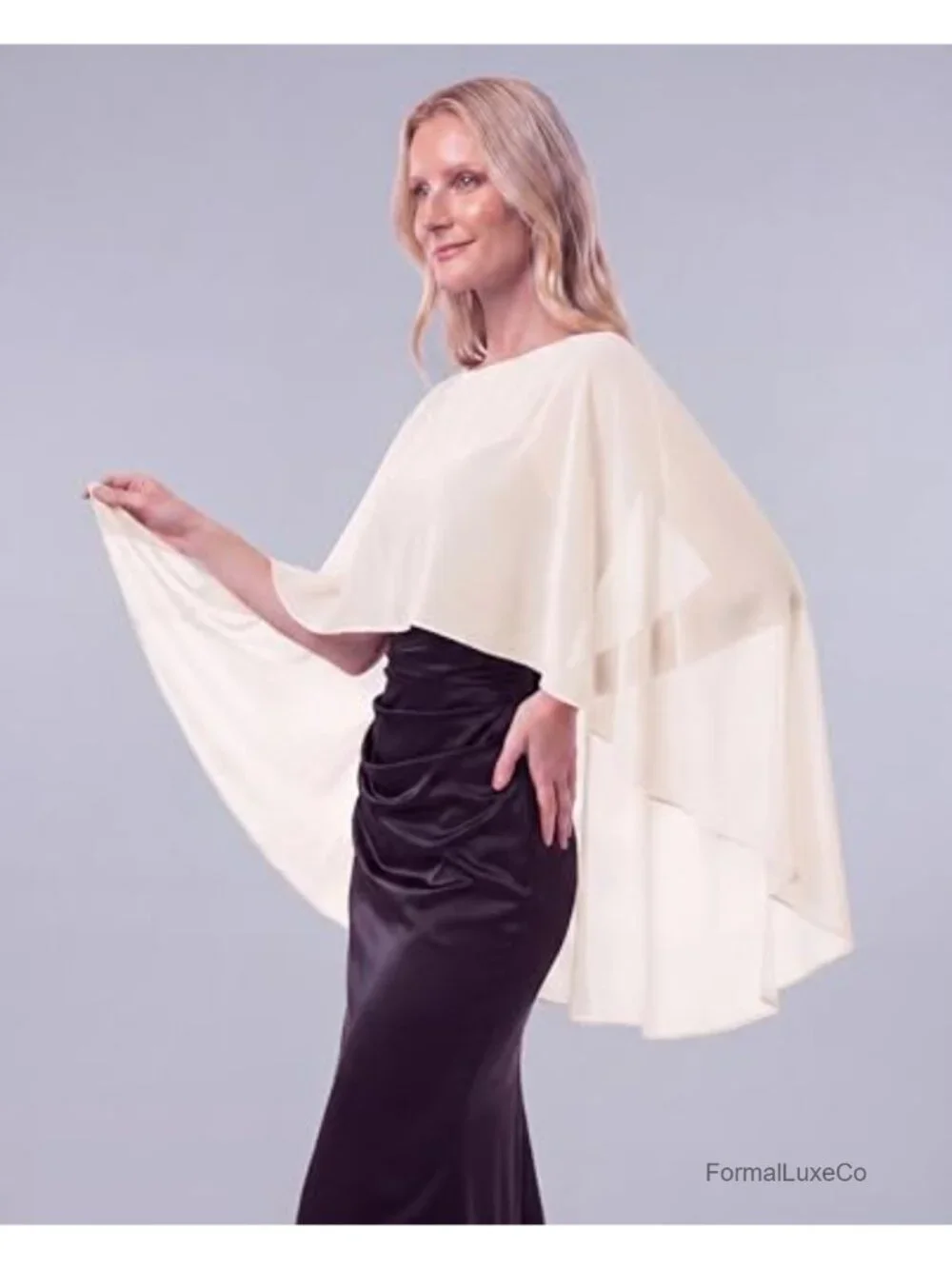 Chiffon Cape Shawl Wrap for Women Sheer Bridal Formal Evening Cover Up